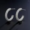 Hoop Earrings Uilz Luxury Sparkling Real Gold Plated Zircon Crystal Open For Women Girls Hypoallergenic Stud Jewelry Fashion