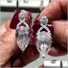 Cuelga la lámpara Choucong Marca Cuelga Pendiente Joyería de la vendimia 925 Sterling Sier Relleno Gota de agua Blanco 5A Cubic Zircon Party Eter Dhl5R