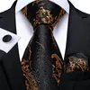 Bow Ties Present Box Pack 3st Fashion Men Red Black Blue Paisley Men's Business Wedding Slipsan Hanky ​​Cufflinks Dibangu