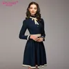 Sflavor Women A-line Vintage Dress Solid Lace Patchwork Knee Length Vestidos For Female Women Spring Summer Dress J190619