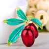 Brooches Blucome Green Fruit Olive Brooch Plum Shape Gold Color Enamel Corsages Pins Suit Coat Scarf Accessories Christmas Jewelry Gifts