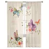 Curtain Butterfly Flowers Vintage Style Tulle In Sheer Curtains For Living Room Bedroom Kitchen Window Treatment Chiffon Blinds