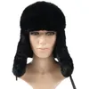 Berets HT3728 Real Fur Hat Thick Warm Winter Men Women Ski Cap Plus Size Russian Bomber Ushanka High Qaulity