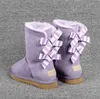 Estilo Venta caliente moda 3280 lazo de cinta tubo medio botas de nieve para mujer botas cálidas de piel de oveja transporte gratuito