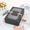 Presentf￶rpackning 60st/mycket vitt svart Kraft Paper Favor Box PVC Clear Window Cookies Treats Boxes Wedding Candy