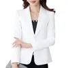 Kvinnors kostymer S-4XL Kvinnor Autumn Blazer Solid Color Lapel Single Button Cardigan Warm Formal V Neck Plus Size Office Lady Business Suit