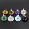 Natural Stone Circle Pendant Necklace Peace Buckle Lucky Amulet Knot Healing Beads Fashion Jewelry for Women Men BH021