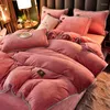 Ensembles de literie automne hiver épaissi lait velours ensemble 4 pièces avec couette drap de lit taies d'oreiller luxe doux chaud maison lits doubles