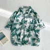 Мужские повседневные рубашки летние гавайские мужские мужские модные отпечатки в корейском стиле Свободный с коротким рукавом мужский шелк шелк m-2xl