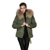 Women's Fur High Quality Jacket Coat For Men&women With Real Natural Raccoon Collar Thick Faux Rex Parka