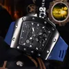 Luxury top brand men's fashion sports watch quartz movement stainless steel case rubber strap