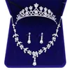 Ketting oorbellen set barokke bruids vrouwen strass bloemen tiaras kroon kristal voor bruid bruiloft haaraccessoires