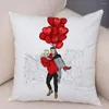 Oreiller je t'aime doux en peluche couverture mignon dessin animé fille imprimer taie d'oreiller décor rouge ballon étui pour canapé Home45X45cm