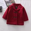 Niños Botón Polvo Tenca Abrigo Niño Abrigos de lana Niños Diseñadores Ropa Chica de invierno Sólido Plaid Outwear Chaqueta de manga larga Moda BC138-2