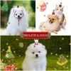 Dog Apparel Holiday Christmas Pet Hat Cat Headwear Adjustable Deer Horn Bell Lace Drop Delivery 2022 18Fjj