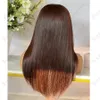 5x5 spetsstängning peruk lager silkeslen rak rödbrun 13x6 transparent spets främre mänskliga hår peruker för kvinnor brasilianska remy