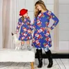 Casual Dresses Family Dress Mor och dotter Matchande långärmad snögubbe Santa Claus Print A-Line