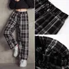 Plaid Pants For Girls Spring Summer Teens Trousers Long Casual Sport Pants Elastic Waist 12 13 14 Year Children's Wide Leg Pants 220512