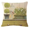 Travesseiro Creative Flower Tree Tree Print Linen Sofá Sofá Seat Família Casa decorativa Caso House de Coussin