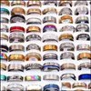 Band Rings Fashion 100Pcs/Lots Assorted Mens Stainless Steel Rings Jewelry Party Gift Wedding For Women Mix Style281K254J Drop Deliv Dhfei