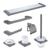 Bath Accessory Set Bathroom Hardware Accessories Gray Robe Hook Towel Rail Toilet Holder Shelf Tissue Paper Toothbrush