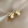 Stud Earrings 2022 Arrival Senior Sweet Pearl Fashion Butterfly Crystal Women Classic Push-back