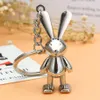 Симпатичная нержавеющая сталь 3D кроличье кроличье машина DIY Metal Holder Vintage Rabbits Подвесные ключевые кольца подарки