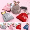 Cappello da bambino con orecchie di coniglio per neonate Berretto di lana lavorato a maglia Berretto di lana per bambini coreani Autunno Inverno Cappelli caldi Cofano per neonato