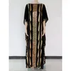 Ubranie etniczne 2 sztuki Zestaw damskiej sukienki Kobiety o szyję krótki rękaw luźne 2022 Masowe Maxi jedwabne cekiny afrykańskie