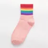 Dames sokken 2022 ins lente regenboog zomer katoen kleurrijke gestreepte harajuku meisje standaard streetwear korte vrouwelijke meias
