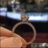 Band Rings Womens Diamond Ring Romantic Zircon Shining Round Stone Wedding Bridal Fashion Jewelry Engagement Rings For Women Drop De Dh4El
