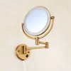 Espelhos Bath Brass Antique 8 "Parede redonda do banheiro espelho LED LED VINTAGE COSMETICA 2068F