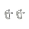 Hoop Earrings 925 Sterling Silver Mini Small Huggie Hoops Cross Shaped Multi Piercing Micro Pave Cz Cubic Zirconia Earring