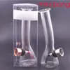 Großhandel Travel Mini Glass Tabak Rauchrohr Proteable Clear Bubbler Becher Wasser Bong mit Metall Trockener Kräuterschale