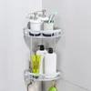Badezimmerregale, zweilagiges Aluminium-Wandregal mit Haken, Shampoo-Dusche, Kosmetikkorb, Wohnaccessoires, Badregal 811016