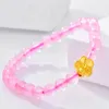 Strand ankomst Pure 24k gult guldarmband 3D 999 Flower Pink Crystal