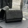 7A качественные бриллианты Kate Crossbody Bag Серебряное оборудование женское цепное лопаток мешок для плеча черная сумочка кошелек модные буквы ручной сцепление кошельки