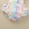 Rompers Citgeett Summer Infant Baby Girls Sweet Ruffles Fly Sleeve Romper Fashion Dinosaur Rainbow Stripe Backless Jumpsuits Clothes 221018