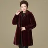 Kadınlar Kürk Yüksek Kaliteli Mink Ceket Orta uzunlukta orta yaşlı yaşlı kadın Kış Ceket Kalınlaştırılmış İmitasyon Kadife Palto