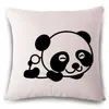 Kissenbezug mit schwarzem Panda-Aufdruck, bedruckt, Leinen, Sofa, Autositz, Familienhaus, dekorativer Überwurf, Housse de Coussin