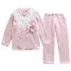 Kvinnor Plus Size Nursing Sleep Pyjamas graviditet Vinter Ny tjockare varm flanell lounge nattkläderuppsättning för gravid 2513 E3