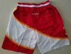 Mäns shorts alla lag basketballshorts bara kort retro sportkläder med fickdragare Sweatpants Hip Pop Pant 100% sömnad topp