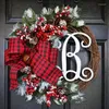 Decorative Flowers M Christmas Garland Decoration Letter American Door Hanging Simulation Fruit Rattan Circle Wreath