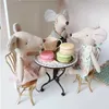 Bambola di topo in lino di cotone fatta a mano Mini pagliaccio da circo Coniglietto Panno Comfort Giocattoli per bambini Regali Accessori per mobili per casa delle bambole 220425