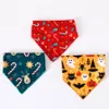 Hundkläder Cat Dog Print Christmas Halloween Party Triangle Bib Dekorativ halsduk Söt saliv handduk RRE15135