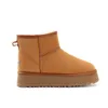 Austrália Ultra Mini Bota Plataforma Feminina Designer Botas De Pele De Neve Marrom Inverno Botas Inferiores Grossos Quentes Fofas Botas Deslizantes Para Mulher Clássico Couro Sapatos Preguiçosos