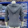 Herrenpullover Wepbel Kapuzenpullover Einfarbig Langarm Gestrickte Zweireihige Strickjacke Mantel Männer Herbstjacken