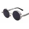 Zonnebril Zwart Ronde Steampunk Mannen Modemerk Designer Luxe Klassieke Retro Spiegel Zonnebril Vrouwen Cirkel Oculos