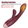 Itens de Beleza 18cm Coelho Vibradores Para Mulheres Estimulador de Clitóris Plugue Anal Vaginal Pinça de Mamilo Dildo Aquecido Feminino Masturbador Sexy Brinquedos Eróticos