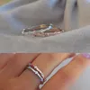 Wedding Rings NICE Women Girl Jewelry Eternity Cz Opal Band Engagement Minimal Minimalist Delicate Top Quality Rose Gold Color Ring Fashion